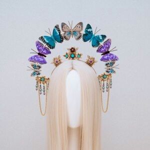 CarbickovaCrowns - Butterfly Crown, Gold Crown, Halo Crown, Headpiece, Boho